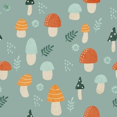 seamless pattern with mushrooms