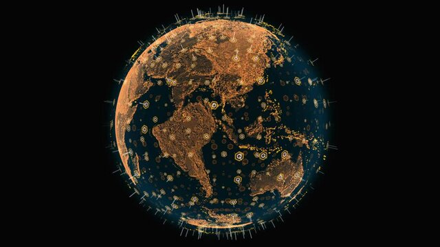 Abstract technology globe . Data exchange and network over the planet earth in space virtual space.