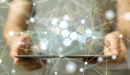 Connecting lines and dots.Big data visualization