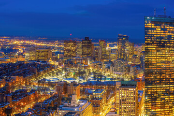 Fototapeta na wymiar Downtown Boston city skyline cityscape of Massachusetts in United States