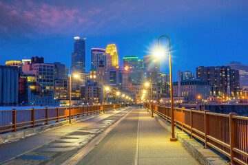 Minneapolis downtown city skyline  cityscape of Minnesota in USA - obrazy, fototapety, plakaty