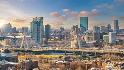 Photo sur Plexiglas Skyline Downtown Boston city skyline  cityscape of Massachusetts in United States
