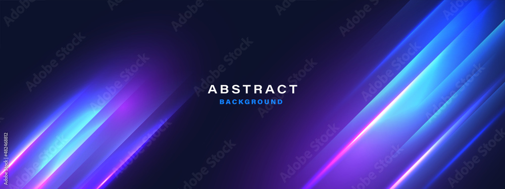 Poster Abstract technology background with motion neon light effect.Vector illustration.