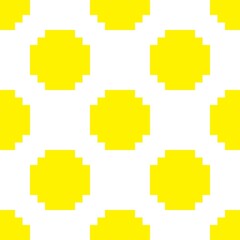 White and yellow retro Polka Dot seamless pattern pixel art. Vector illustration.