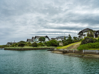 Water town of St Francis bay with canal side houses in South Africa