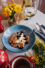 sweet mini pancakes with berries