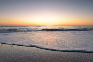 Sunset on the beach of Cape Trafalgar, Canos de Meca, Cadiz, Andalusia, Spain