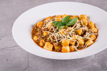 Italian potato gnocchi with bolognese sauce