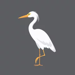 Foto op Plexiglas White heron on a gray background © lina30