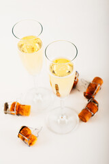 Luxurious champagne in a glass, festive way of celebrating a new year or important events, toast with sparkling wine
