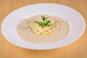 Cheese Risotto Italian Cuisine.. Made with rice arboreo and Grana Padano cheese