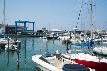 Fototapeta premium Yachts in the port of Rimini, Italy