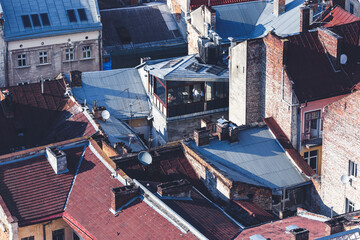 Old part of city of Lviv. View from above