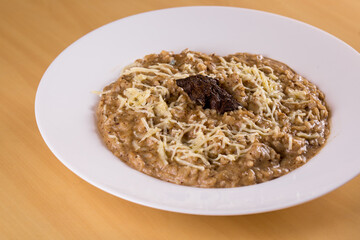 Risotto with funghi mushrooms and parmesan cheese