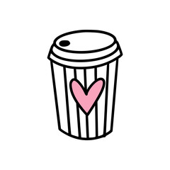 An icon of cup of coffee with heart label.