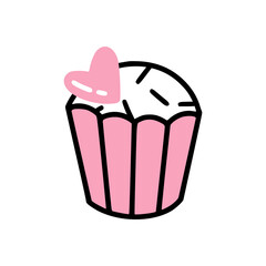 An icon of cute cupcake with heart on it.