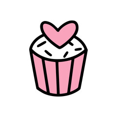 An icon of cute cupcake with heart on it.