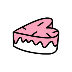 An icon of cute valentine heart-shaped cake.