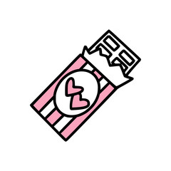 An icon of chocolate bar with hearts.