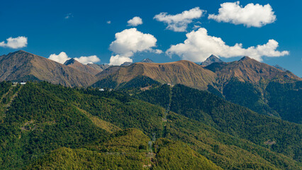 panorama of the mountain peaks of krasnaya polyana