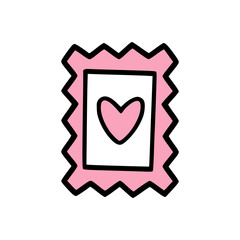 An icon of cute stamp with heart icon in it.