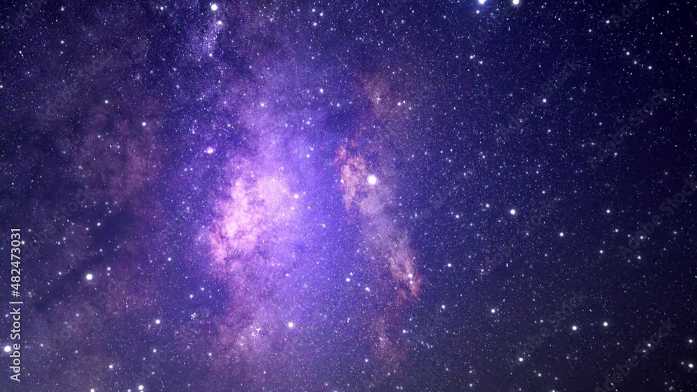 Wall mural intergalactic travel through neon glowing clusters of stars and galaxies to the far reaches of the u