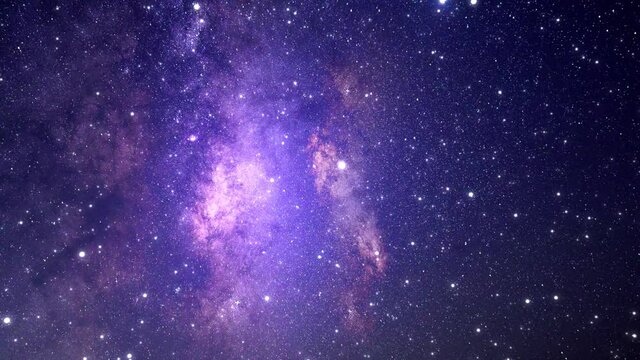 Intergalactic travel through neon glowing clusters of stars and galaxies to the far reaches of the universe. Animated space background. High quality 4k footage