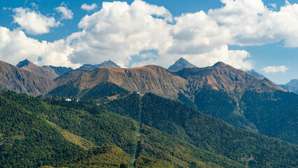 panorama of the mountain peaks of krasnaya polyana
