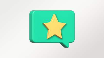 Green star text message icon 3D soft pop web communication with white background