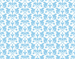 Flower geometric pattern. Seamless vector background. White and blue ornament