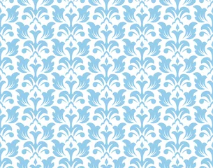 Foto op Canvas Flower geometric pattern. Seamless vector background. White and blue ornament © ELENA