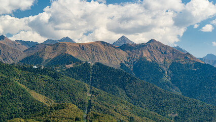 panorama of the mountain peaks of krasnaya polyana