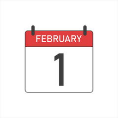calendar icon for february 1 on white background