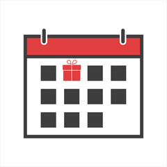 Gift box calendar day icon. Gift calendar. time to give gifts.