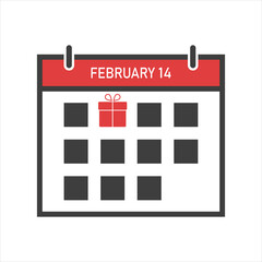 Valentine's Day. February 14 on the calendar. Daily calendar icon. Date and time, day, month 2022 Holiday. Season.