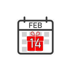 Valentine's Day. February 14 on the calendar. Daily calendar icon. Date and time, day, month 2022 Holiday. Season.