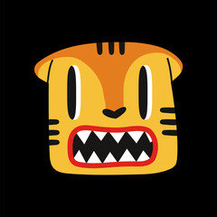 Roaring Tiger, cartoon style, funny Comic character.