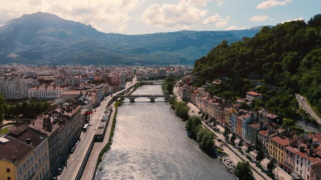 Grenoble France aerial view by drone