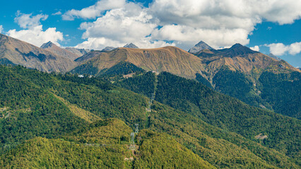 panorama of the mountain peaks of krasnaya polyana