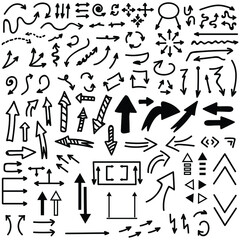 Set Of Vector Doodle Drawing Collection Arrow On White Background Illustration