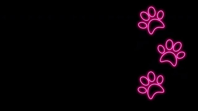 Glowing Pink Neon Lines Hearts Animation Isolated on Black Background. Love concept animation.  Valentine's Day or Woman's day Led Light pink hearts frame.