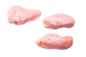 Raw chicken fillet isolated on white background.