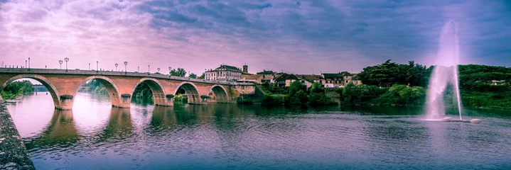 Poster old bridge of bergerac , river of the dordogne, south-west of France, in the department of the Dordogne © MattAure