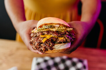 Smash Burger with Cheese, Sauce, Pickles