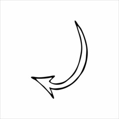 Abstract doodle arrow hand drawn, black and white vector illustration