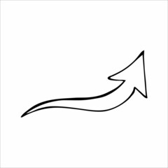Abstract doodle arrow hand drawn, black and white vector illustration
