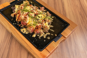 Appetizer - filet parmigiana with mozzarella cheese and tomato sauce