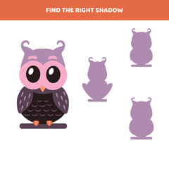 Find the right shadow for cartoon owl.