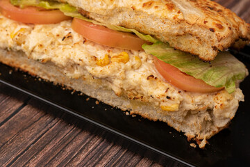 Creamy Chicken Sandwich with Mozzarella Cheese, Tomato and Lettuce