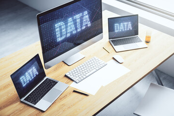 Creative Data word sign on modern laptop screen. 3D Rendering
